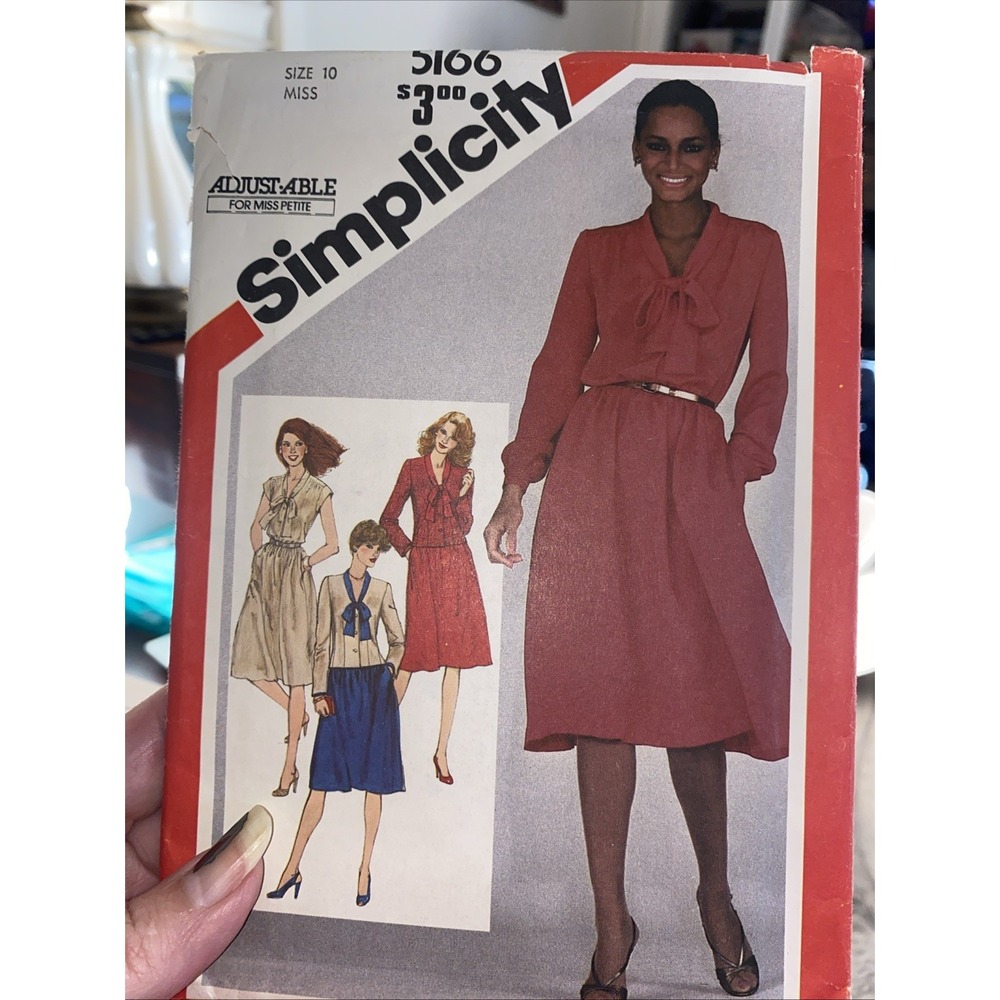 1980's Simplicity Misses' Dress and Jacket Pattern 5166 Size 10 UNCUT